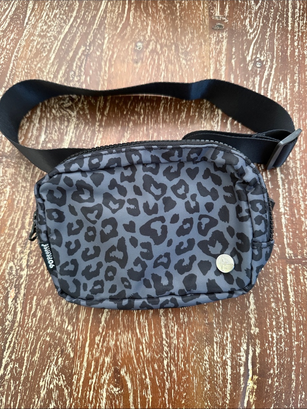 90 Degree By Reflex Black and Gray Leopard Print Crossbody Bag